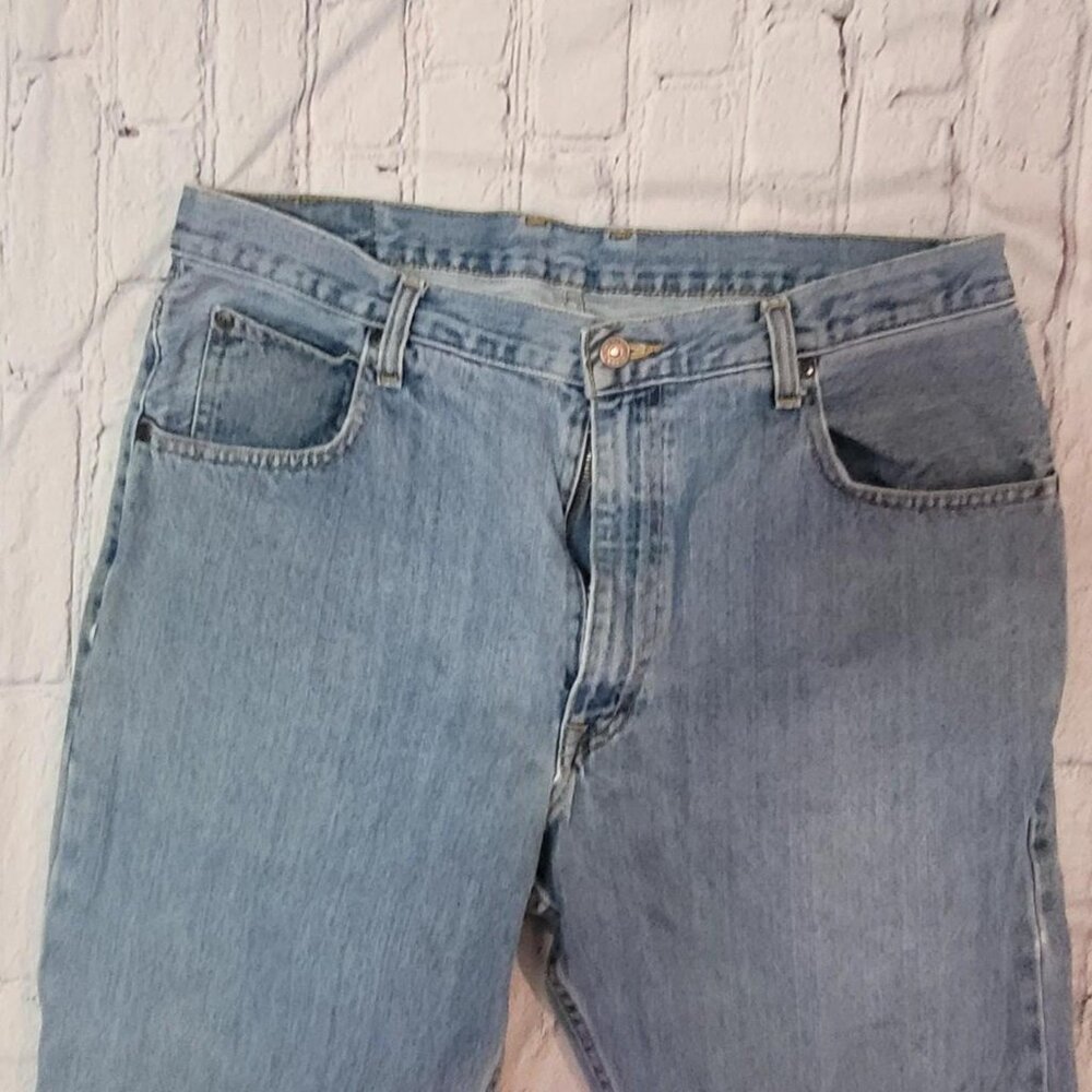 Vintage Blue Wrangler Straight Leg Jeans Mens 36w 34l - Picture 2 of 6